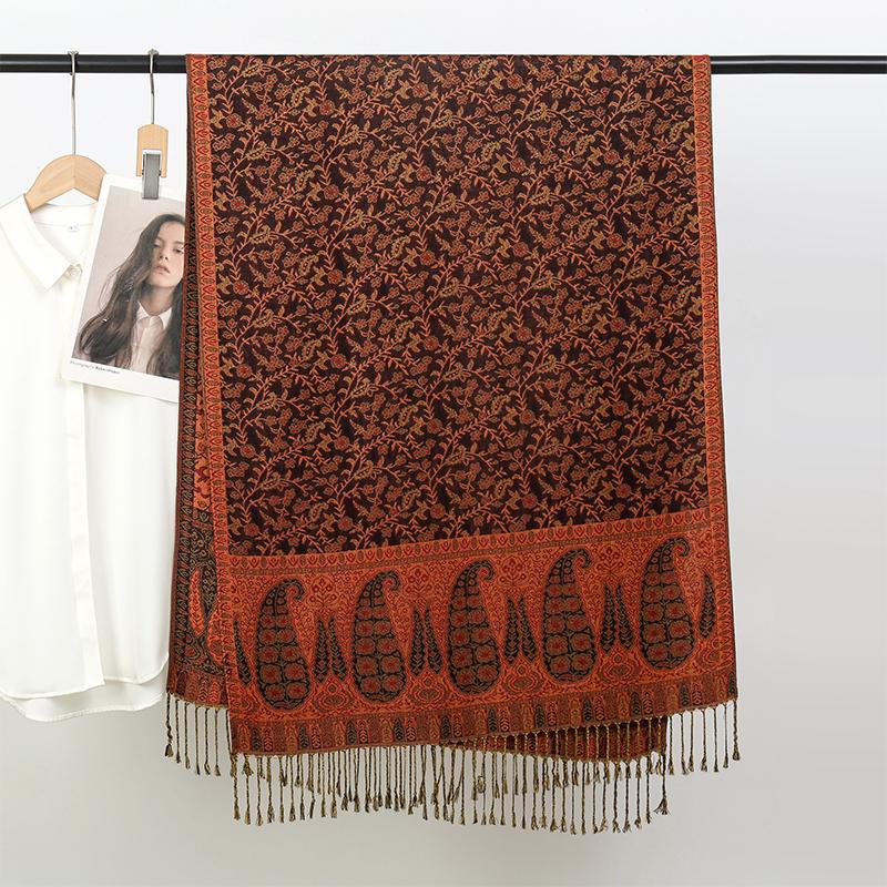 Poncho da Viaggio Sciarpa Calda in Cashmere Donna Lusso Coperta Spessa Inverno Bufanda Sciarpa Stampa Nuovi Coprispalle Pashmina Stole Femminili