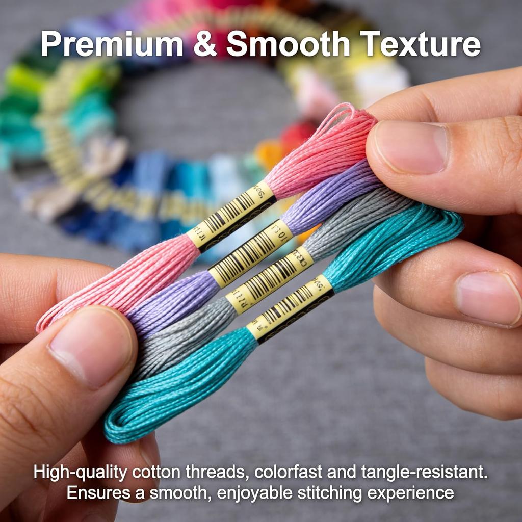 36 ColorsEmbroidery Thread Floss, 100% Long-Staple Cotton Cross Stitch Thread - Colorfast Sewing Thread for Hand Embroidery, Friendship Bracelets, DIY