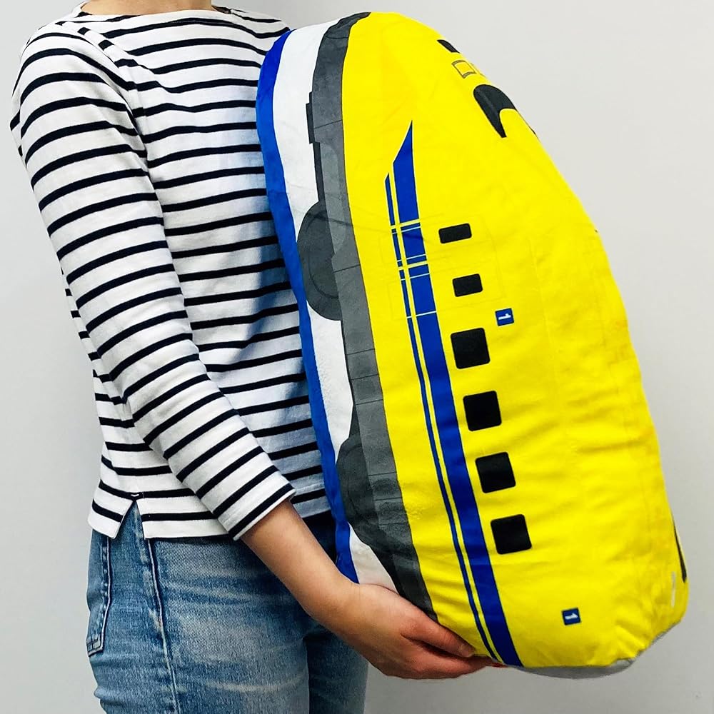 MORIPiLO Doctor Yellow Shinkansen Plush Pillow Microfiber Cushion 60x23x23cm Character Sleeping Pillow