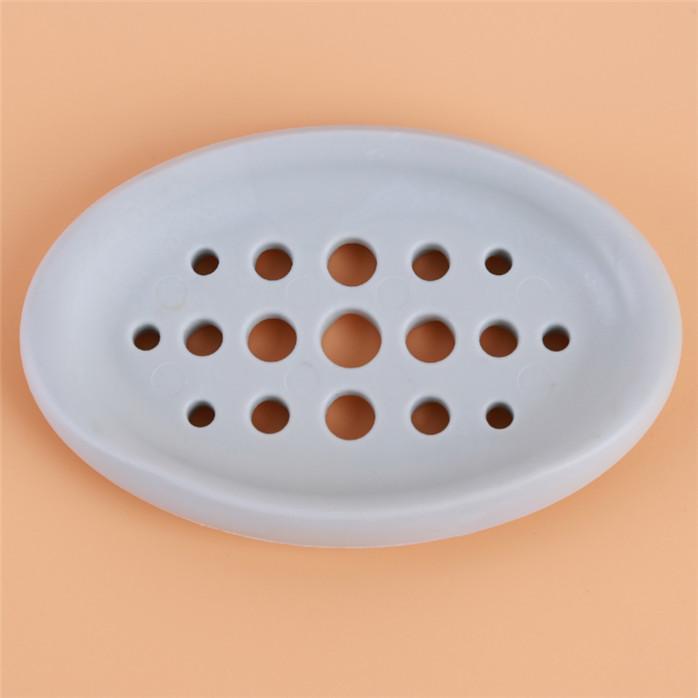 Silicone Soap Dish Storage Holder Tray Drain Soap Box Bathroom Accessories