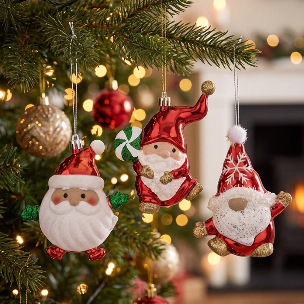 Snowman Santa Claus Snowman Pendant Plastic Delicate Christmas Hanging Electroplating Glitter Powder Shiny Xmas Ornaments