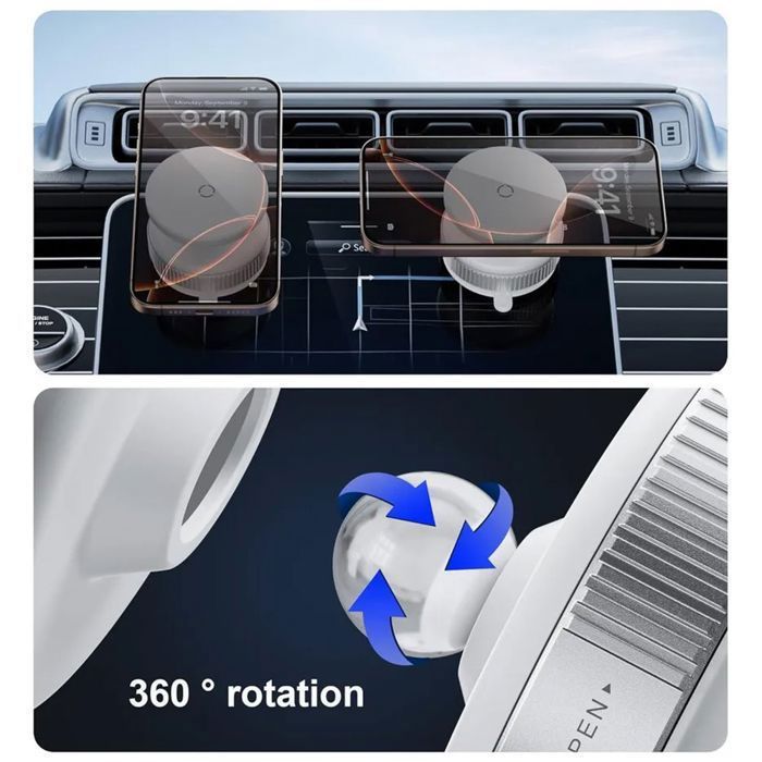 Support Magnétique pour Téléphone - Universel - Antidérapant - Rotatif 360° - Blanc - Multi-scénarios
