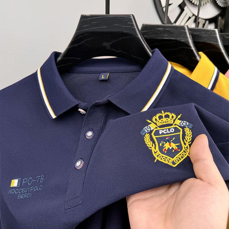 Tricou cu mânecă lungă pentru bărbați, tricou polo cu guler brodat de înaltă calitate, top casual de afaceri mediu