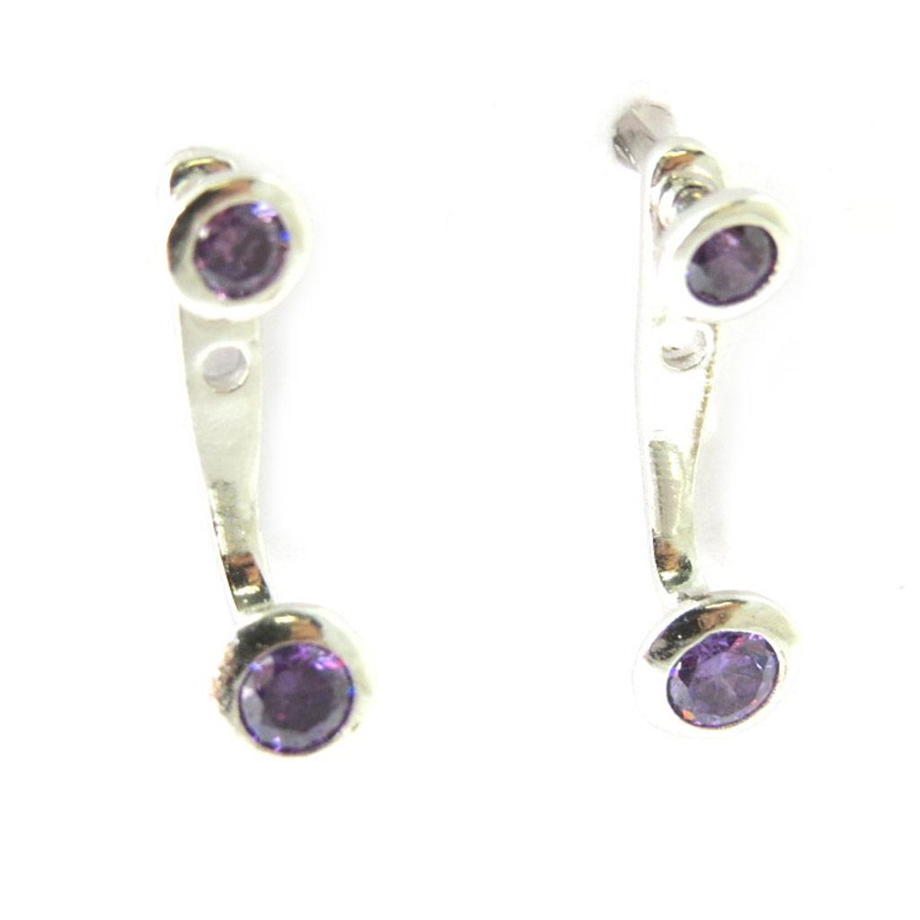 Les Trésors De Lily [M7613] - 'Essentiel' Silver Amethyst Lobe Contour Earrings (rhodium Plated) - 5 Mm