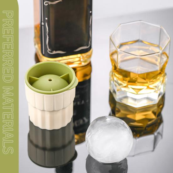 1/4Pcs Ice Mold Sphere Maker Stackable Easy Release Circle Ice Mold with Lids Large Spherical Ice Makers for Whiskey Cocktails Bourbon