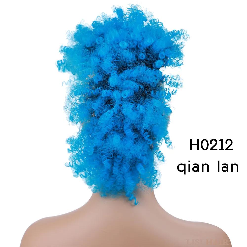 MISS WIG Estensioni sintetiche dei capelli Mohawk ricci crespi Pezzi di capelli colorati con clip per le donne Party