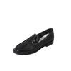 British Style Small Leather Shoes Women's 2024 Autumn New Versatile Retro Flat Heel Single Shoes Black Stepping Loafers