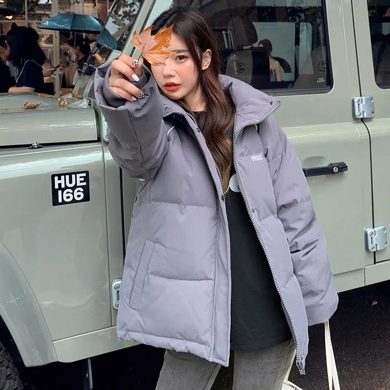 Winter Women's Short Down Jacket Korean Fashion Loose Stand-up Collar Thick Warm Cotton Jacket