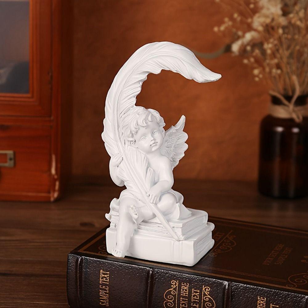 Charming Resin Angel Statue Decorative Praying Angel Figurine Feather Angel Ornaments  Living Room