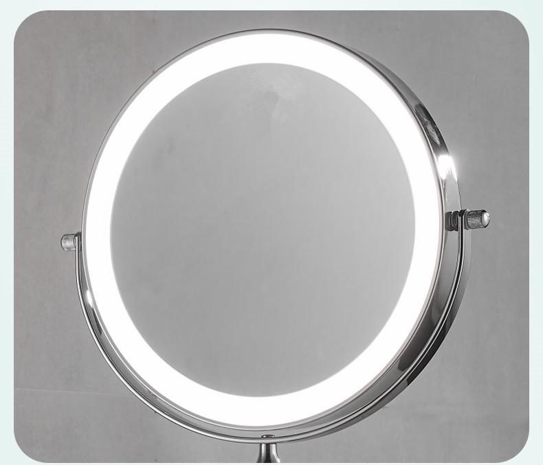 Wall-Mounted LED Vanity Mirror, Double-Sided with Light and Magnifier, Punch-Free Folding Design for Bathroom and Hotel Use