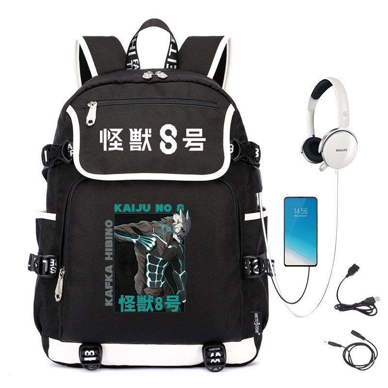 Monster No. 8 Peripheral Personalized Printed Backpack with USB Interface Cross-border Korean Edition Student Leisure School Bag