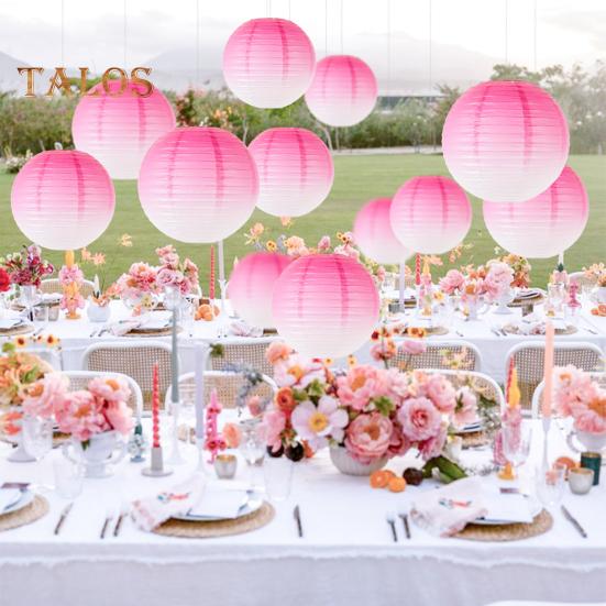 Paper Lantern Gradient Color Summer Party Wedding Lantern Decorative Light Indoor Outdoor Festive Atmosphere Decor