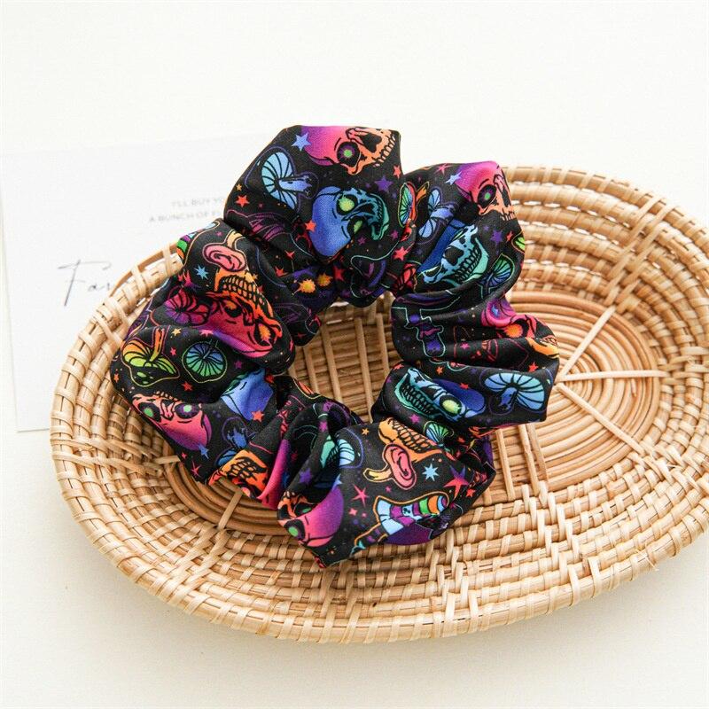 Țesătură de Halloween Bandă lată încrucișată Moda desene animate Elastic Bucla de păr Scrunchie Bentita de păr Femeie Imprimare Accesorii pentru păr Articole pentru cap