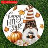 2d Flat 20*20cm, Autumn Home Decoration, Autumn Dwarf Pumpkin Thanksgiving Harvest Wooden Circular Home Decoration Plaque, for Kitchen, Garden Bedroom