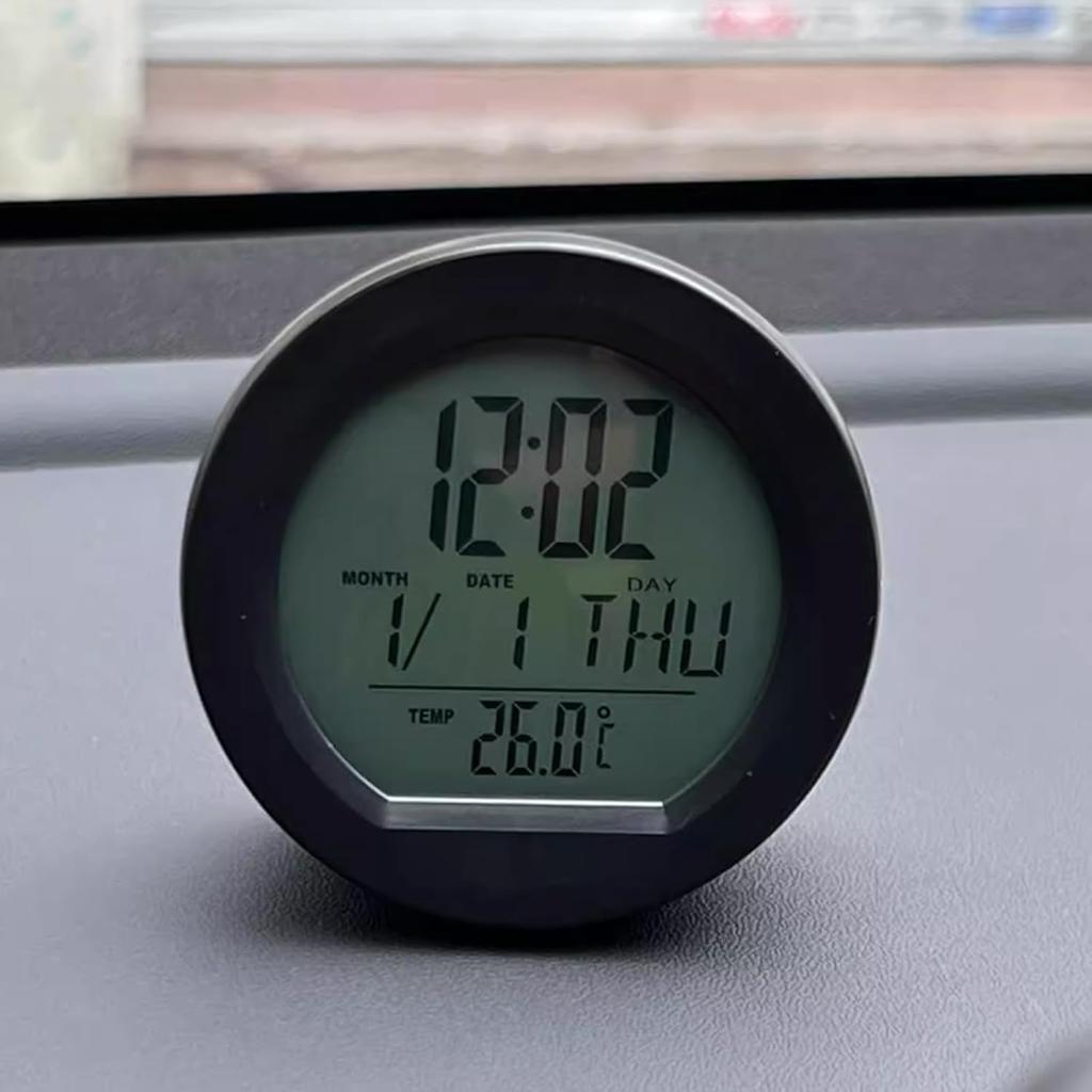 Gece Otomatik Arkadan Aydınlatmalı, Fahrenheit Sıcaklık, 12/24 Saat Formatlı Zaman, Takvimli Araç Gösterge Paneli Saati, Kamyon Ofis Ev ve Dış Mekan İçin