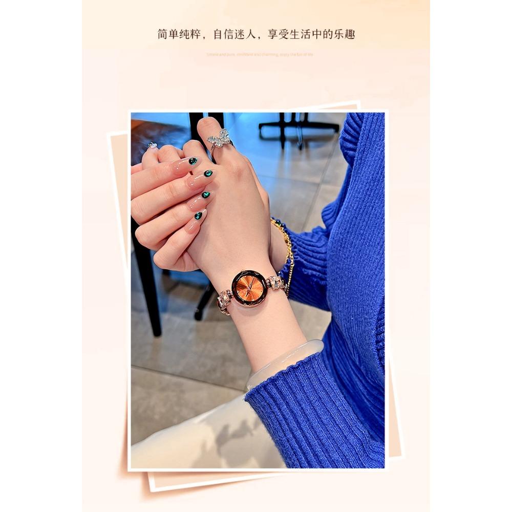 Cimiu Kiai Montre à Quartz Ronde Facettée pour Dames Bracelet Cœur Strassé Nœud Cristal Incrusté Élégante Montre-Bracelet de Soirée de Luxe Cadeau pour Femmes