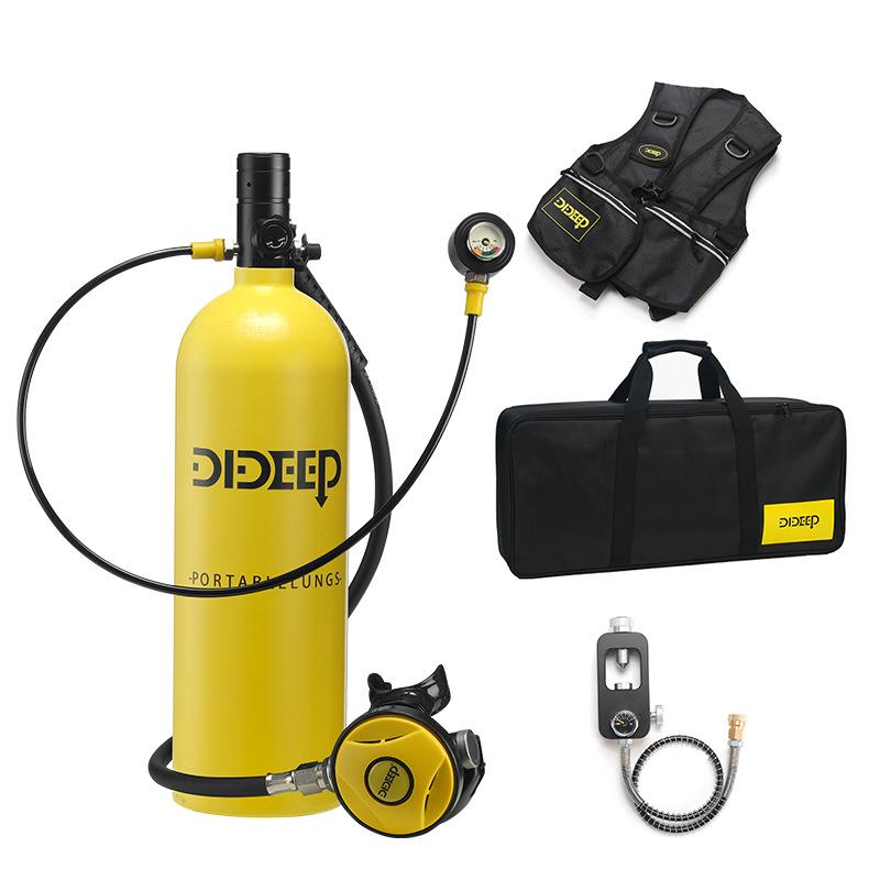 DIDEEP X5000Pro 2L Diving Snorkeling Kit with Scuba Oxygen Tank and Pressure Gauge
