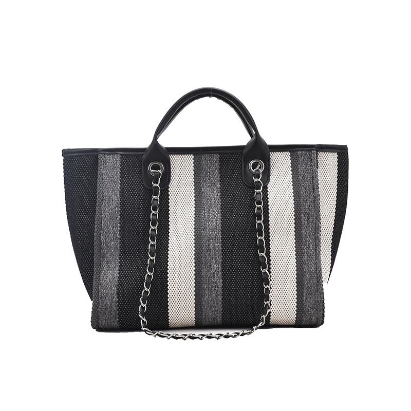 

Bag New shoulder messenger bag Large capacity striped chain Class Bucket bag Women s bag Handbag