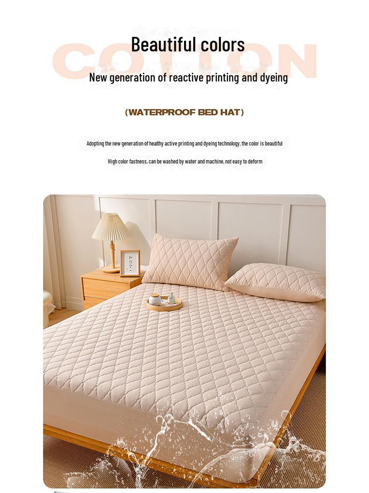Waterproof Solid Color Quilted Bed Sheet - Thickened, Urine-Proof Mattress Protector