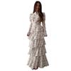 Women's Spring and Autumn New Standing Neck Long Sleeve High Waist Skinny Long Dress Casual Cake Dress Split Dress