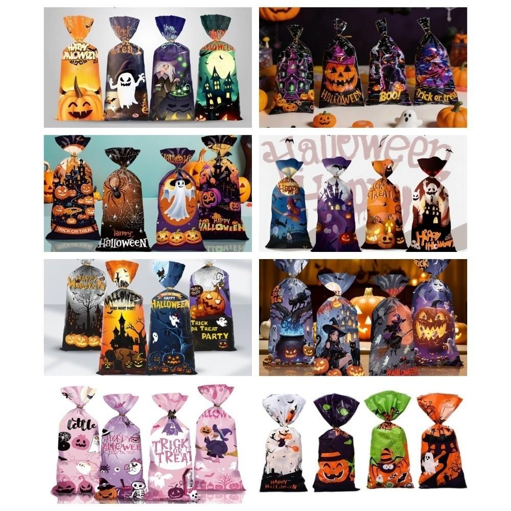 50pcs Exquisite Halloween Candy Bag Cute Drawstring Bag Snacks Candy Biscuit Bag Trick or Treat