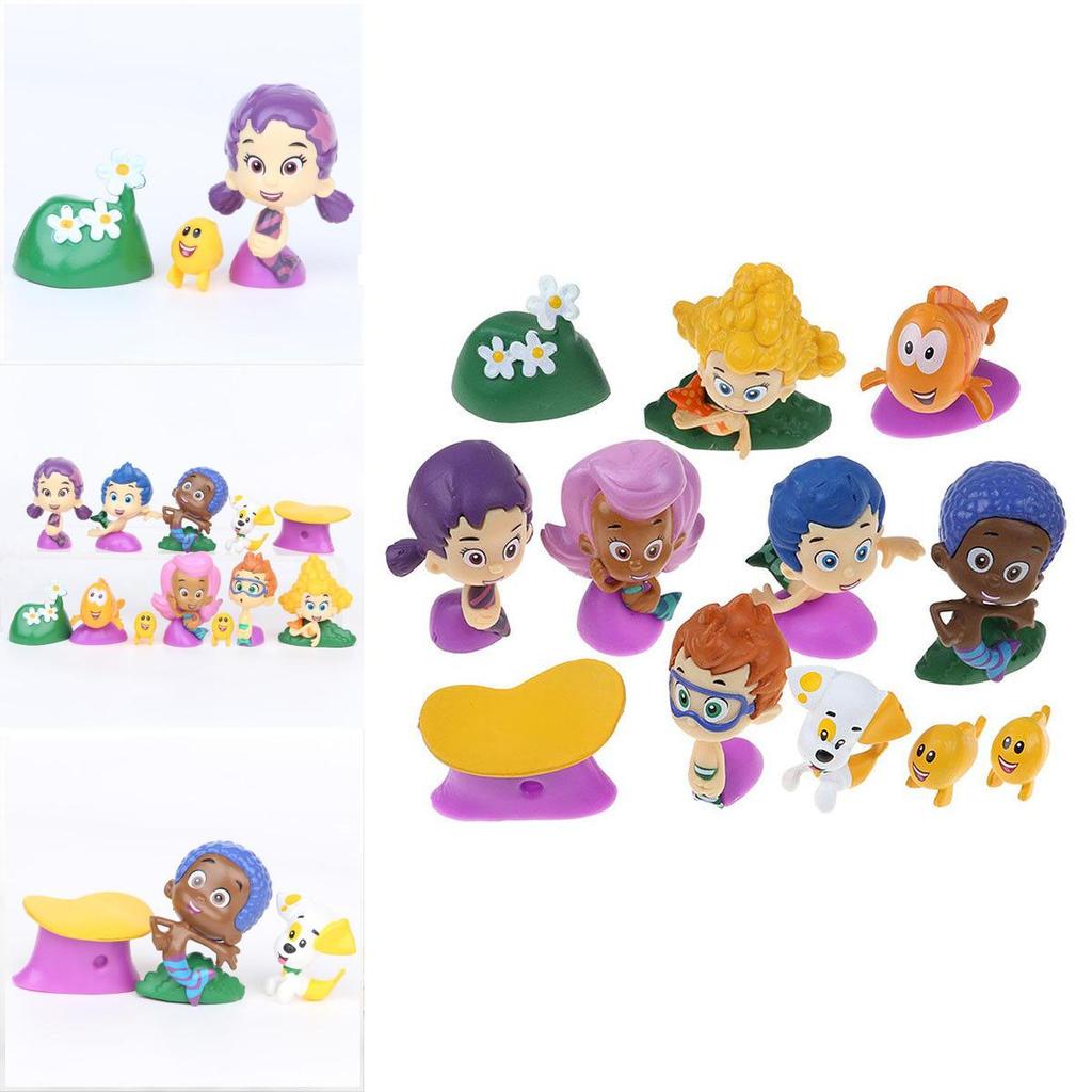 Bubble 12pcs Figure Guppies Toy Cake Topper Gil Molly Nonny Deema Oona Goby Toys