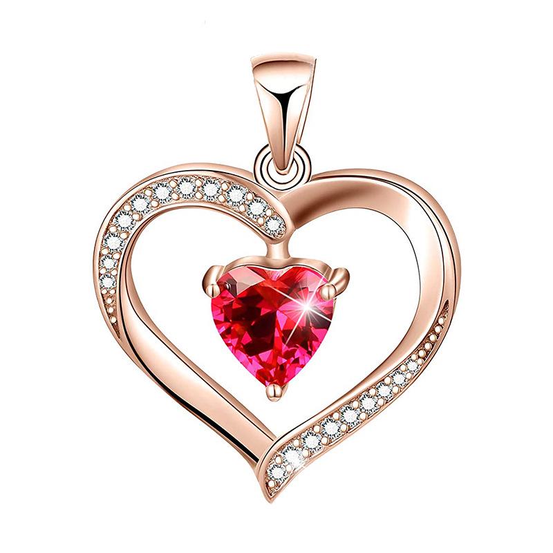 

S925 Silver Heart & Red Corundum Christmas Necklace S925 Silver