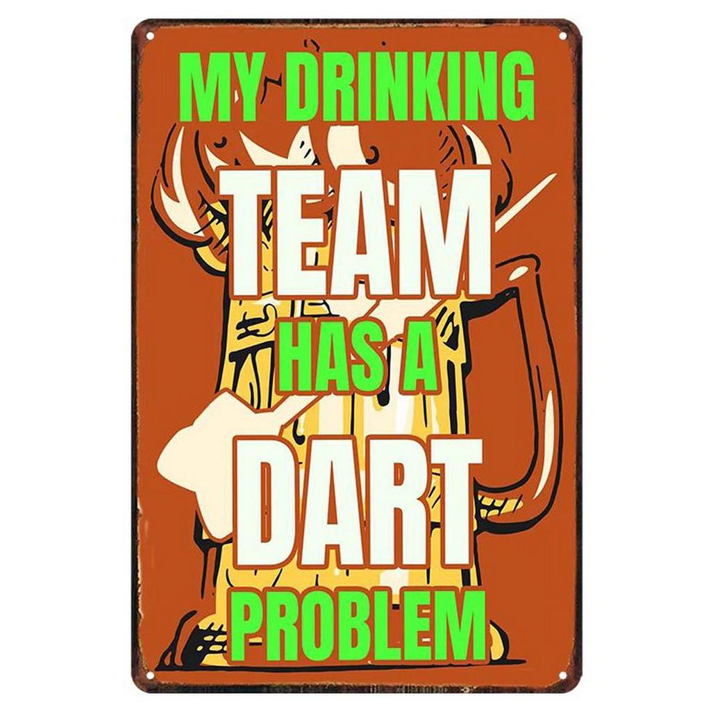 No Beer No Darts Plaque Metal Tin Signs Wall Art Decoration Vintage Posters Iron Painting for Man Cave Home Cafe Garden Club