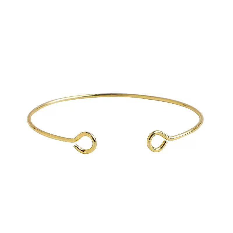 14K Gold Filled Wave Bangle: Color-Retentive Open C-Shape with Braided Rope for DIY Jewelry Making