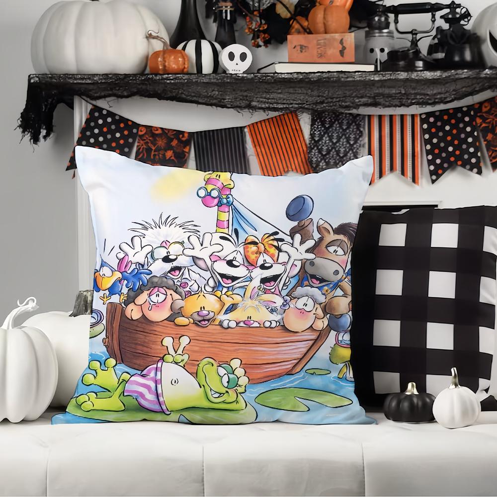 

Cartoon D-Diddl-S Cute Pillow Case Sofa Living Room Bedroom Headboard Backrest Cushion Square Cushion Nap Time 12x12Inch