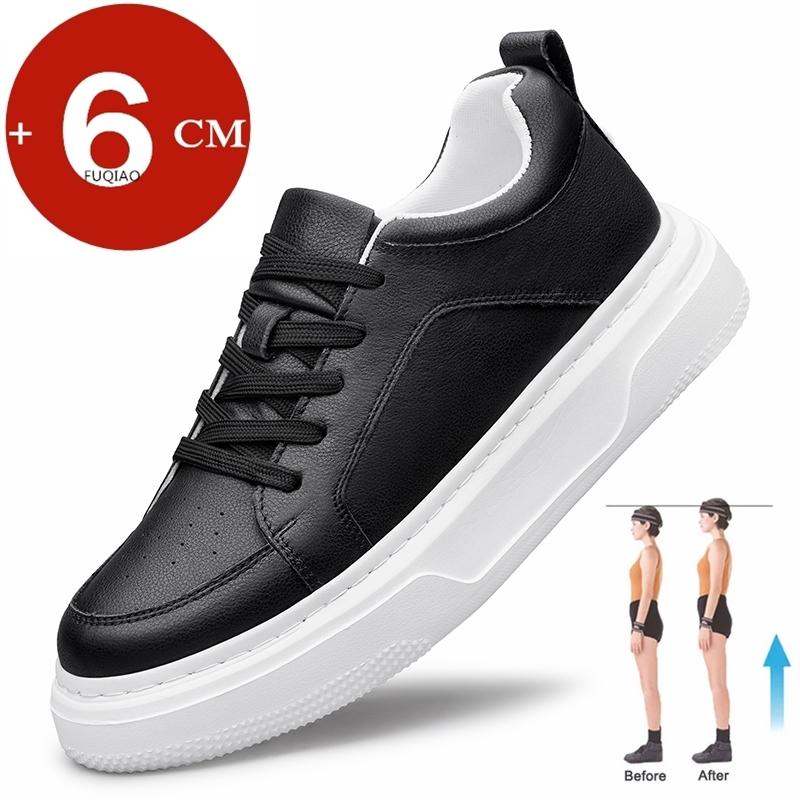

Fashion Genuine Leather 6CM Height Increase Couple Shoes Comfortable Breathable Elevator Sneakers for Men Women Lightweight Casual Sport 36
