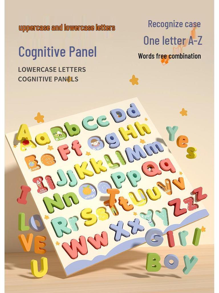 Holz 3D Alphabet Puzzle zum frühen Lernen: Groß- & Kleinbuchstaben für Kinder