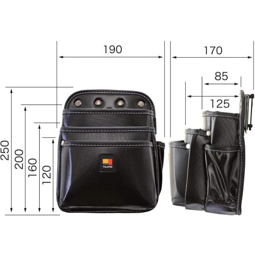 Tajima Safe System Detachable Waist Pouch, Large, 3-Tier, Water-Resistant, High-Density Nylon, SFKBN-3L. Easy to attach and detach. Can be attached to