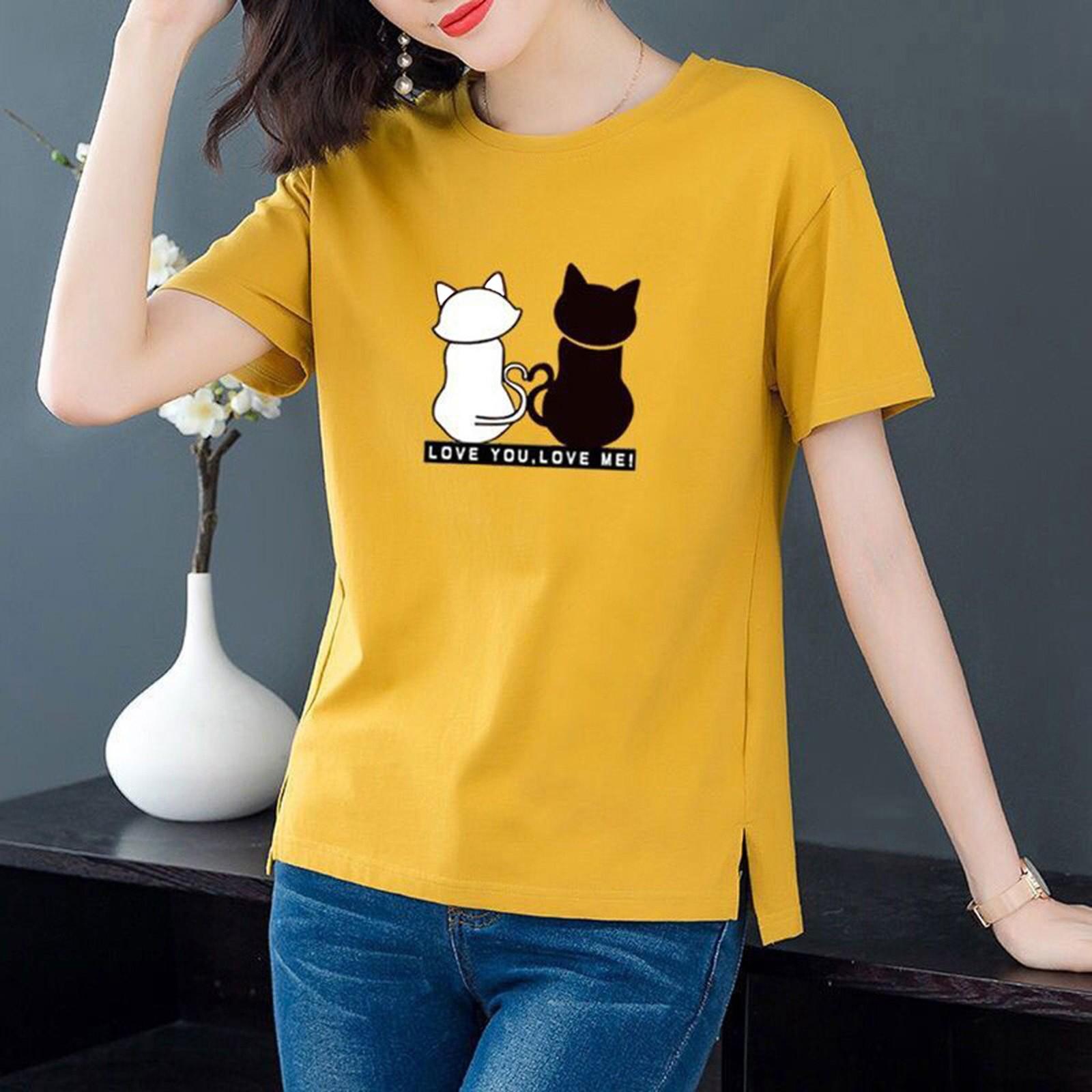 

Модная женская повседневная блузка с коротким рукавом и принтом, женская футболка, топы XL жёлтый