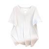 Plus Size V-Neck Loose Mid-Length Short-Sleeve T-Shirt for Women