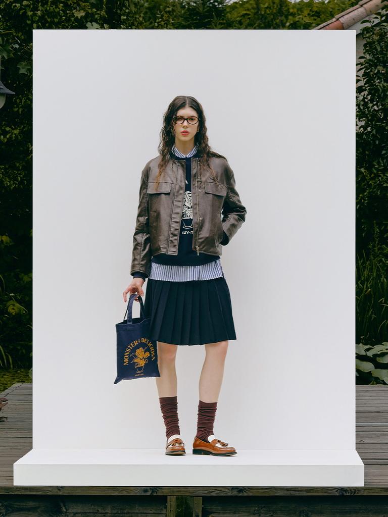 Luvm Pleated Midi Skirt_Navy