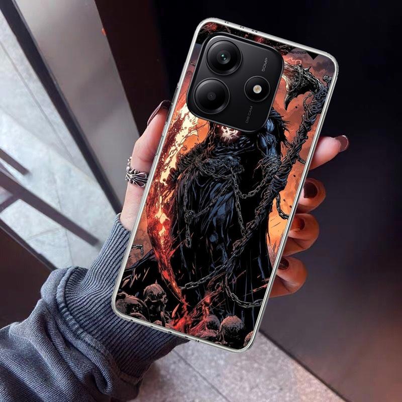 Death Grim Reaper Skull Scythe Phone Case For Xiaomi Redmi Note 10 11 12 13 14 15 Pro Plus 11S 12S 14S 11T 11E 10S Soft TPU Back