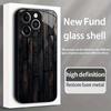 Black Charcoal Wood Grain Pattern Tempered Glass Phone Case Suitable for iPhone 17 16 15 14 13 12 11 Pro/Max/Plus Anti Drop