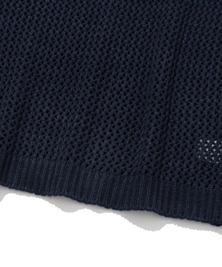 Knitted Punched Knit Vest Navy