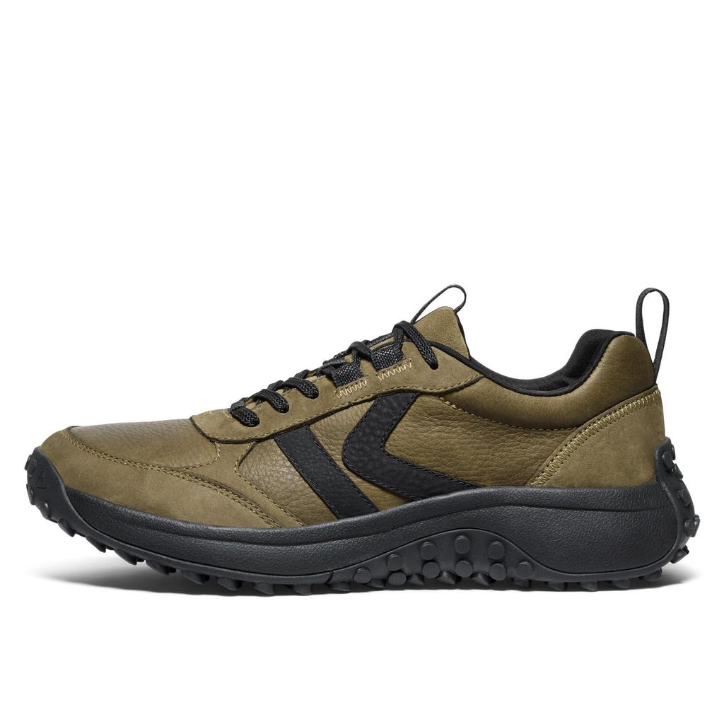 Keen KS86 LEA Leather Dark Size Men's Sneakers, Olive/Black, 27.5cm