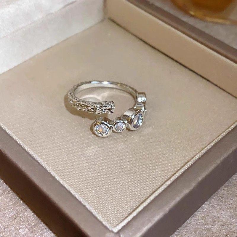 Super Shiny Zircon Flower Butterfly Open Ring - Elegant High-End Jewelry Statement Adjustable