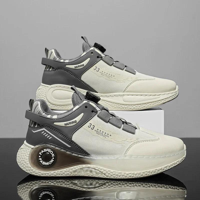 LATV Mens Sneakers with Rotating Buckle Comfy Non Slip Lace Up Durable Shoes for Mens Outdoor Activities