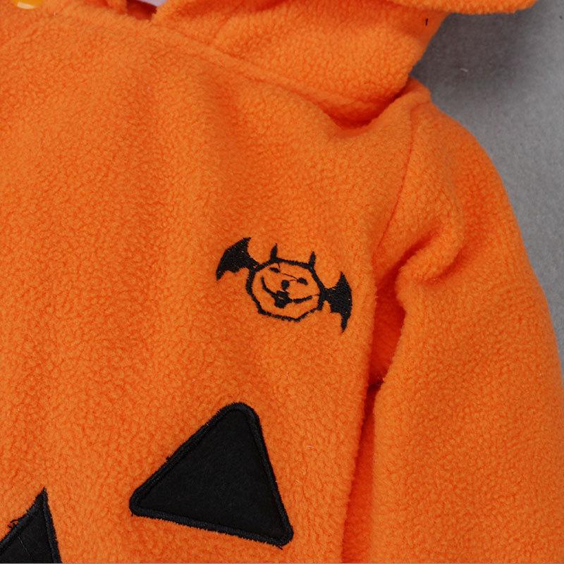 Halloweenské dýňové lezoucí dupačky s kapucí pro miminka kluky a holčičky 0-24M podzimní teplý kostým