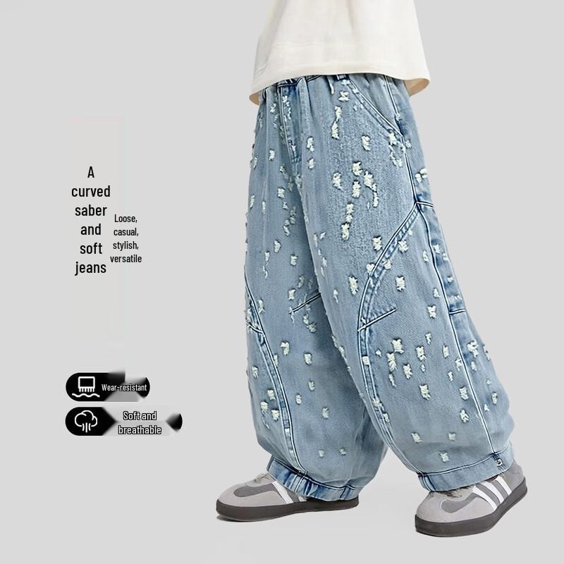 Джинсы для мальчиков Yoyotale, рваные, из мягкого денима 160