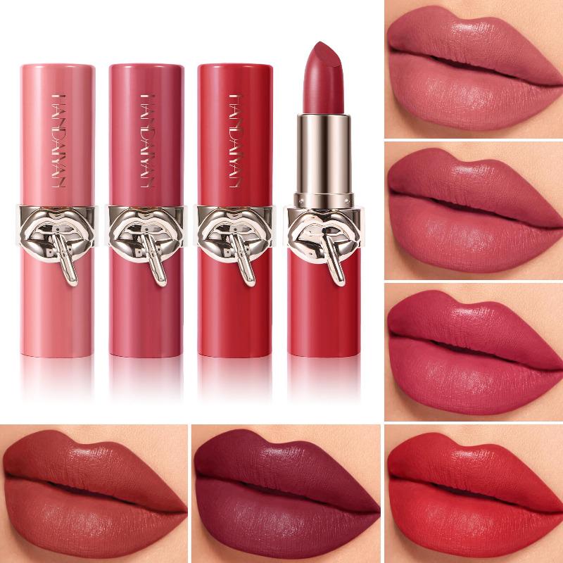 6 Farben Matter Lippenstift Nicht-Abfärbend Langhaltend Samtiges Finish Lippenstiftstift Geschmeidige Matte Lippenfarbe Wasserfest Nicht-Verblassend