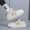 Leather White Shoes Women's Spring and Autumn 2024 New Thick-soled Heightening Bread Shoes Super Fire Versatile Casual Sports Shoes