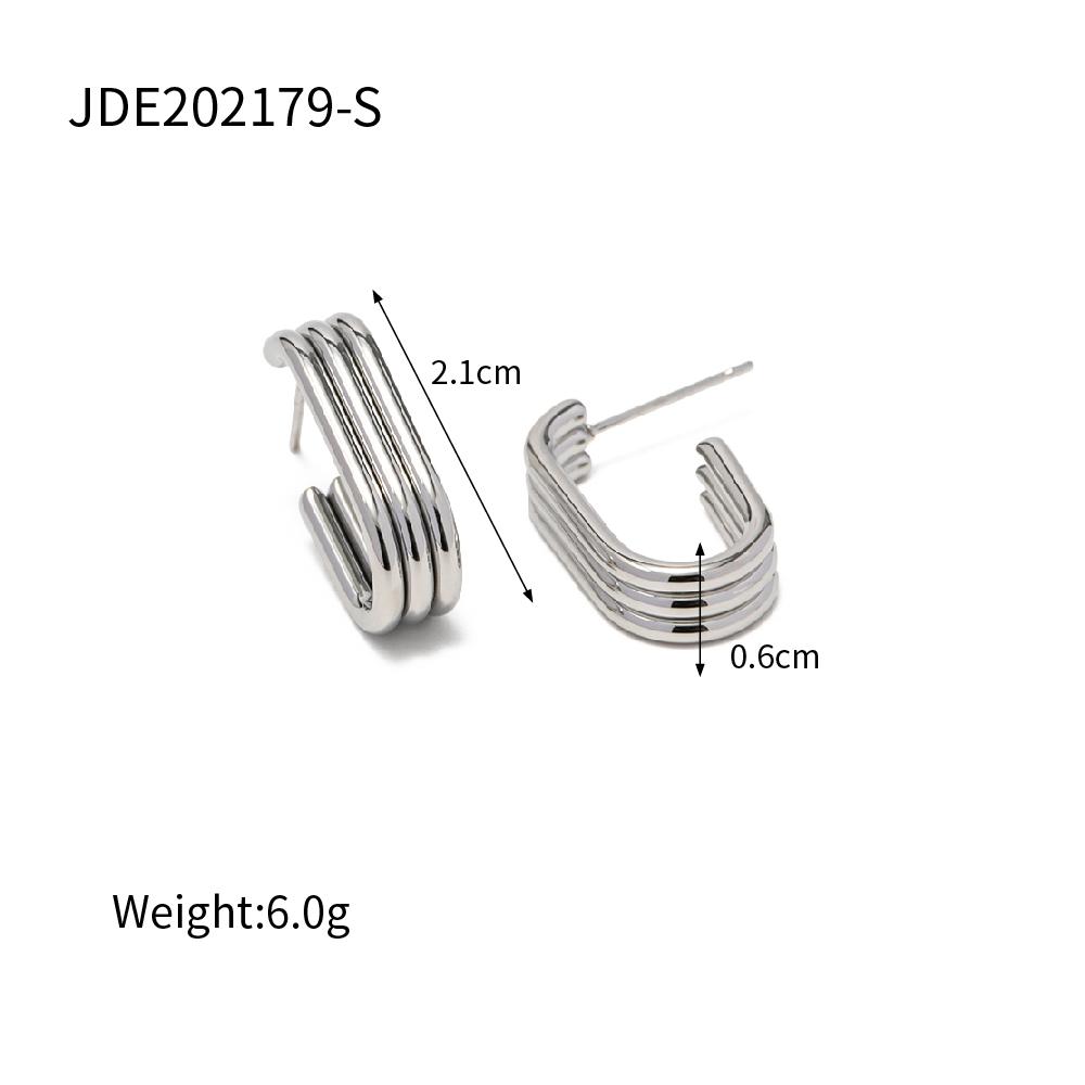 Youthway Three-Layer U-Shaped Open Earrings Stainless Steel  Pvd Gold Plated Fashion Vintage Classic Jewelry Women