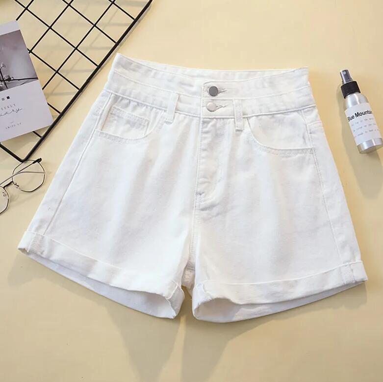 Summer Women's High Waisted Shorts Jeans Denim Shorts Loose Casual Curling Shorts Elastic Jeans