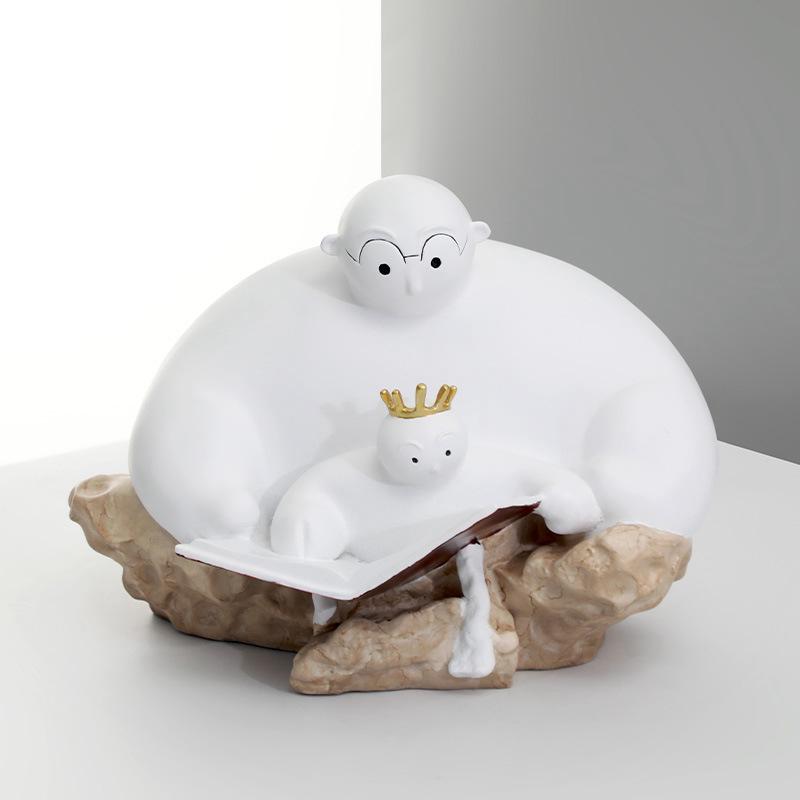 

Nordic Style Father and Son Reading Sculpture - Modern Imitation Plaster Ornament