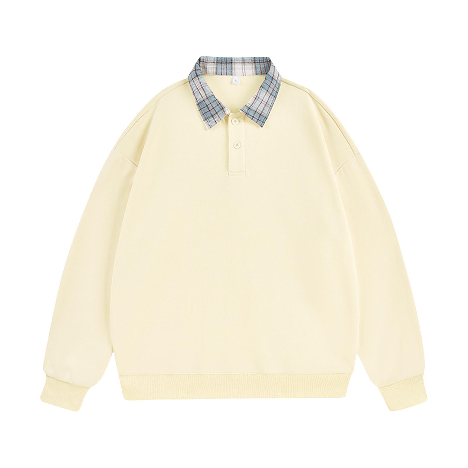 Толстовка с отложным воротником и заплатками на плечах повседневный спортивный топ L бежевый 2769₽